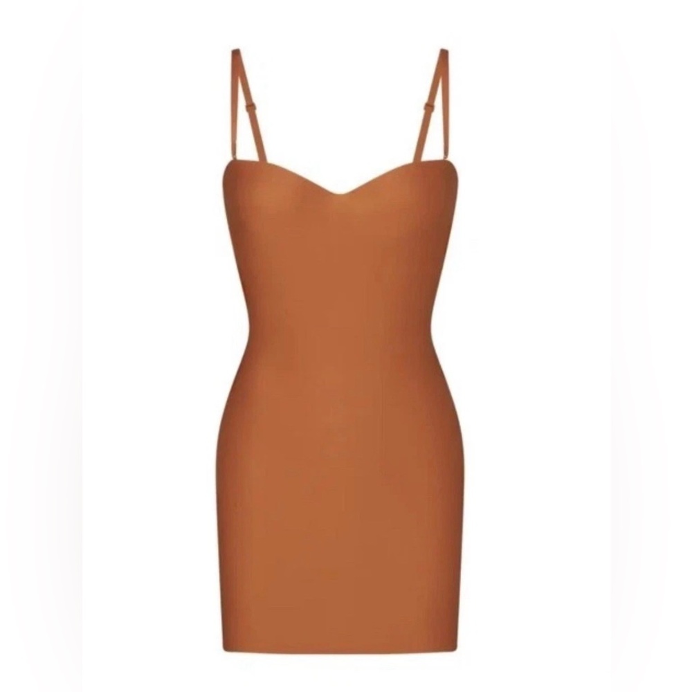 Skims Body Molded Underwire Slip Dress Bronze RARE 4X NWT